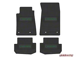 Factory Floorpan Fit Custom Vintage Scene Front and Rear Floor Mats with Green Camaro Insert; Black (10-15 Camaro)