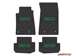 Factory Floorpan Fit Custom Vintage Scene Front and Rear Floor Mats with Green Camaro Z/28 Insert; Black (10-15 Camaro)