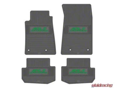 Factory Floorpan Fit Custom Vintage Scene Front and Rear Floor Mats with Green ZL1 Camaro Insert; Grey (10-15 Camaro)