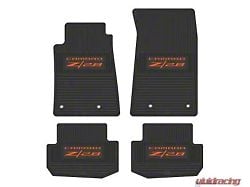 Factory Floorpan Fit Custom Vintage Scene Front and Rear Floor Mats with Orange Camaro Z/28 Insert; Black (10-15 Camaro)