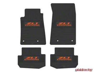 Factory Floorpan Fit Custom Vintage Scene Front and Rear Floor Mats with Orange ZL1 Camaro Insert; Black (10-15 Camaro)