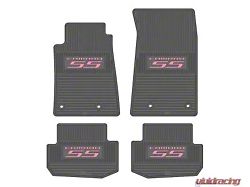 Factory Floorpan Fit Custom Vintage Scene Front and Rear Floor Mats with Pink Camaro SS Insert; Grey (10-15 Camaro)