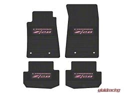 Factory Floorpan Fit Custom Vintage Scene Front and Rear Floor Mats with Pink Camaro Z/28 Insert; Black (10-15 Camaro)