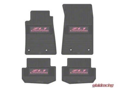 Factory Floorpan Fit Custom Vintage Scene Front and Rear Floor Mats with Pink ZL1 Camaro Insert; Grey (10-15 Camaro)