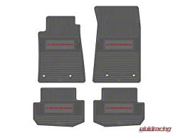 Factory Floorpan Fit Custom Vintage Scene Front and Rear Floor Mats with Red Camaro Insert; Grey (10-15 Camaro)