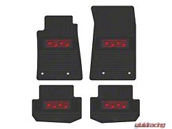 Factory Floorpan Fit Custom Vintage Scene Front and Rear Floor Mats with Red Camaro SS Insert; Black (10-15 Camaro)