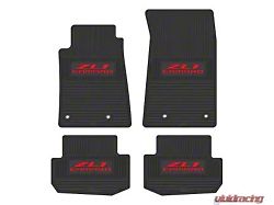 Factory Floorpan Fit Custom Vintage Scene Front and Rear Floor Mats with Red ZL1 Camaro Insert; Black (10-15 Camaro)