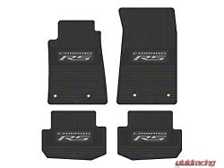 Factory Floorpan Fit Custom Vintage Scene Front and Rear Floor Mats with Silver Camaro RS Insert; Black (10-15 Camaro)
