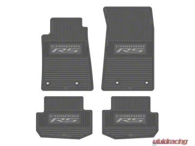 Factory Floorpan Fit Custom Vintage Scene Front and Rear Floor Mats with Silver Camaro RS Insert; Grey (10-15 Camaro)