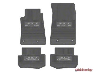 Factory Floorpan Fit Custom Vintage Scene Front and Rear Floor Mats with Silver ZL1 Camaro Insert; Grey (10-15 Camaro)