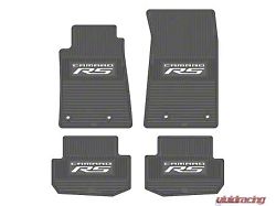 Factory Floorpan Fit Custom Vintage Scene Front and Rear Floor Mats with White Camaro RS Insert; Grey (10-15 Camaro)