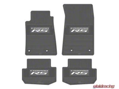 Factory Floorpan Fit Custom Vintage Scene Front and Rear Floor Mats with White Camaro RS Insert; Grey (10-15 Camaro)