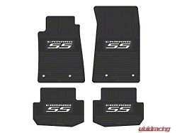 Factory Floorpan Fit Custom Vintage Scene Front and Rear Floor Mats with White Camaro SS Insert; Black (10-15 Camaro)