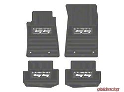 Factory Floorpan Fit Custom Vintage Scene Front and Rear Floor Mats with White Camaro SS Insert; Grey (10-15 Camaro)
