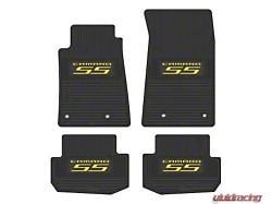 Factory Floorpan Fit Custom Vintage Scene Front and Rear Floor Mats with Yellow Camaro SS Insert; Black (10-15 Camaro)