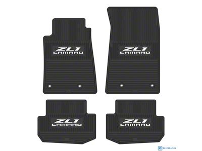 Factory Floorpan Fit Custom Vintage Scene Front and Rear Floor Mats with ZL1 Camaro Insert; Grey (10-15 Camaro)