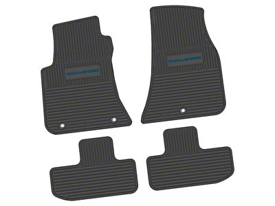 FLEXTREAD Factory Floorpan Fit Custom Vintage Scene Front and Rear Floor Mats with Dark Blue Challenger Insert; Black (11-23 RWD Challenger)