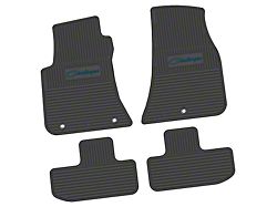 FLEXTREAD Factory Floorpan Fit Custom Vintage Scene Front and Rear Floor Mats with Dark Blue Challenger Script Insert; Black (11-23 RWD Challenger)