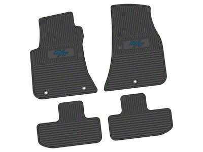 FLEXTREAD Factory Floorpan Fit Custom Vintage Scene Front and Rear Floor Mats with Dark Blue 2008 R/T Insert; Black (11-23 RWD Challenger)