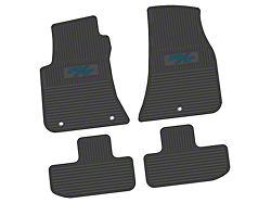 Factory Floorpan Fit Custom Vintage Scene Front and Rear Floor Mats with Dark Blue 2015 R/T Insert; Black (11-23 RWD Challenger)