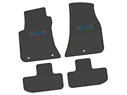 FLEXTREAD Factory Floorpan Fit Custom Vintage Scene Front and Rear Floor Mats with Dark Blue 2015 R/T Insert; Black (11-23 RWD Challenger)