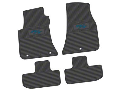 Factory Floorpan Fit Custom Vintage Scene Front and Rear Floor Mats with Dark Blue 2015 R/T Insert; Black (11-23 RWD Challenger)