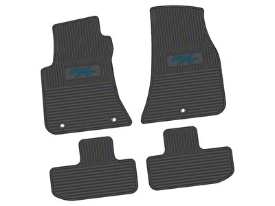 FLEXTREAD Factory Floorpan Fit Custom Vintage Scene Front and Rear Floor Mats with Dark Blue 2015 R/T Insert; Black (11-23 RWD Challenger)