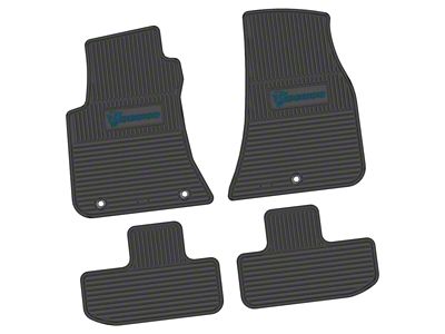 FLEXTREAD Factory Floorpan Fit Custom Vintage Scene Front and Rear Floor Mats with Dark Blue Demon Insert; Black (11-23 RWD Challenger)