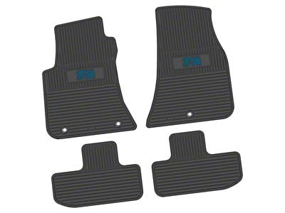 FLEXTREAD Factory Floorpan Fit Custom Vintage Scene Front and Rear Floor Mats with Dark Blue T/A Insert; Black (11-23 RWD Challenger)