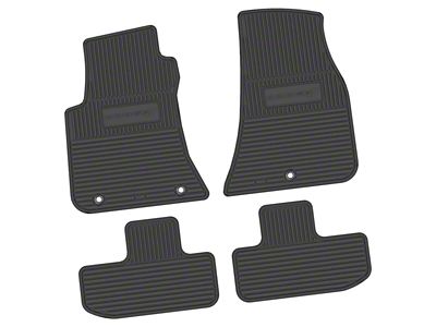 Factory Floorpan Fit Custom Vintage Scene Front and Rear Floor Mats with Dodge Stripe Insert; Black (11-23 RWD Challenger)