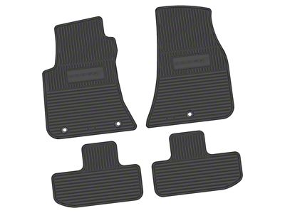 FLEXTREAD Factory Floorpan Fit Custom Vintage Scene Front and Rear Floor Mats with Dodge Stripe Insert; Black (11-23 RWD Challenger)