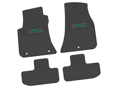 FLEXTREAD Factory Floorpan Fit Custom Vintage Scene Front and Rear Floor Mats with Green 2008 R/T Insert; Black (11-23 RWD Challenger)