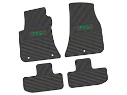 Factory Floorpan Fit Custom Vintage Scene Front and Rear Floor Mats with Green 2015 R/T Insert; Black (11-23 RWD Challenger)