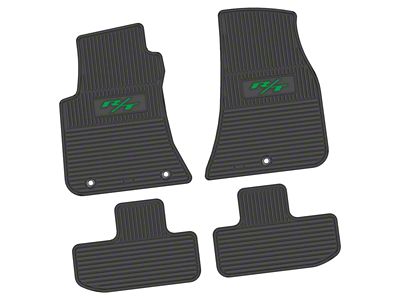 Factory Floorpan Fit Custom Vintage Scene Front and Rear Floor Mats with Green 2015 R/T Insert; Black (11-23 RWD Challenger)