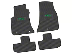 FLEXTREAD Factory Floorpan Fit Custom Vintage Scene Front and Rear Floor Mats with Green 2015 R/T Insert; Black (11-23 RWD Challenger)