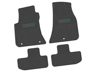 FLEXTREAD Factory Floorpan Fit Custom Vintage Scene Front and Rear Floor Mats with Green Challenger Insert; Black (11-23 RWD Challenger)