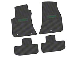 FLEXTREAD Factory Floorpan Fit Custom Vintage Scene Front and Rear Floor Mats with Green Challenger Script Insert; Black (11-23 RWD Challenger)