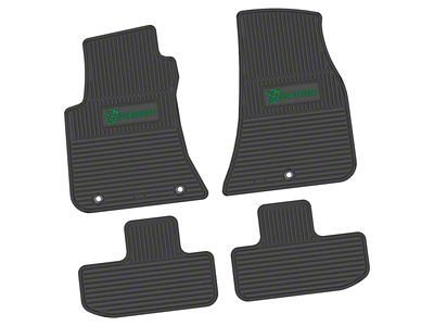 Factory Floorpan Fit Custom Vintage Scene Front and Rear Floor Mats with Green Demon Insert; Black (11-23 RWD Challenger)