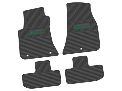 FLEXTREAD Factory Floorpan Fit Custom Vintage Scene Front and Rear Floor Mats with Green Demon Insert; Black (11-23 RWD Challenger)