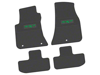 Factory Floorpan Fit Custom Vintage Scene Front and Rear Floor Mats with Green SXT Insert; Black (11-23 RWD Challenger)