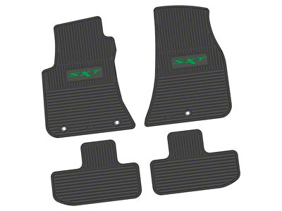 FLEXTREAD Factory Floorpan Fit Custom Vintage Scene Front and Rear Floor Mats with Green SXT Insert; Black (11-23 RWD Challenger)