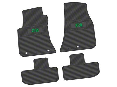 FLEXTREAD Factory Floorpan Fit Custom Vintage Scene Front and Rear Floor Mats with Green T/A Insert; Black (11-23 RWD Challenger)