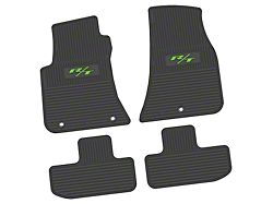 Factory Floorpan Fit Custom Vintage Scene Front and Rear Floor Mats with Lime 2015 R/T Insert; Black (11-23 RWD Challenger)