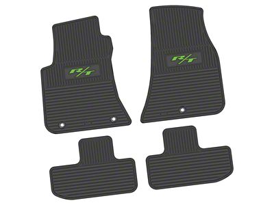 FLEXTREAD Factory Floorpan Fit Custom Vintage Scene Front and Rear Floor Mats with Lime 2015 R/T Insert; Black (11-23 RWD Challenger)