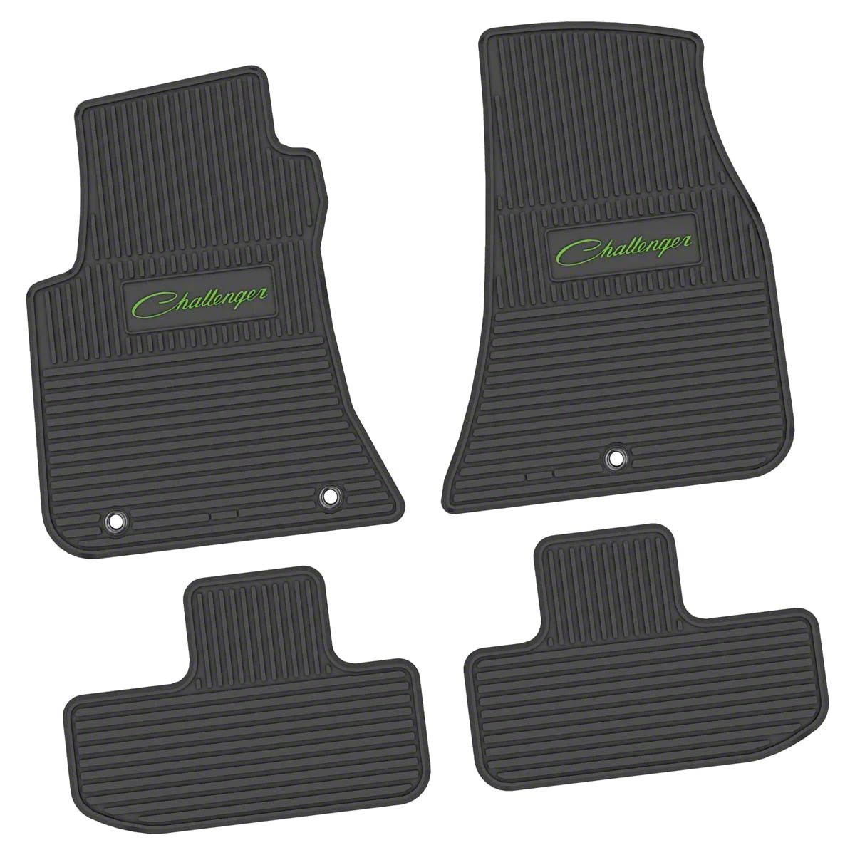 Challenger Factory Floorpan Fit Custom Vintage Scene Front and Rear Floor Mats with Orange 392 HEMI Insert Black 11 23 RWD Challenger Free Shipping
