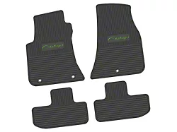 FLEXTREAD Factory Floorpan Fit Custom Vintage Scene Front and Rear Floor Mats with Lime Challenger Script Insert; Black (11-23 RWD Challenger)