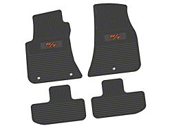 Factory Floorpan Fit Custom Vintage Scene Front and Rear Floor Mats with Orange 2008 R/T Insert; Black (11-23 RWD Challenger)