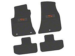 FLEXTREAD Factory Floorpan Fit Custom Vintage Scene Front and Rear Floor Mats with Orange 2008 R/T Insert; Black (11-23 RWD Challenger)