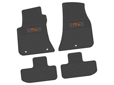 Factory Floorpan Fit Custom Vintage Scene Front and Rear Floor Mats with Orange 2008 R/T Insert; Black (11-23 RWD Challenger)