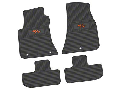 FLEXTREAD Factory Floorpan Fit Custom Vintage Scene Front and Rear Floor Mats with Orange 2008 R/T Insert; Black (11-23 RWD Challenger)